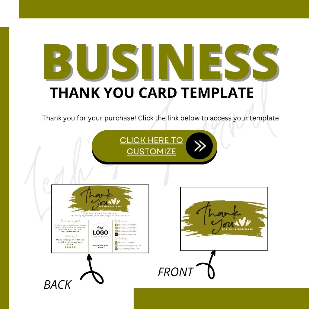 Dark olive business thank you card template