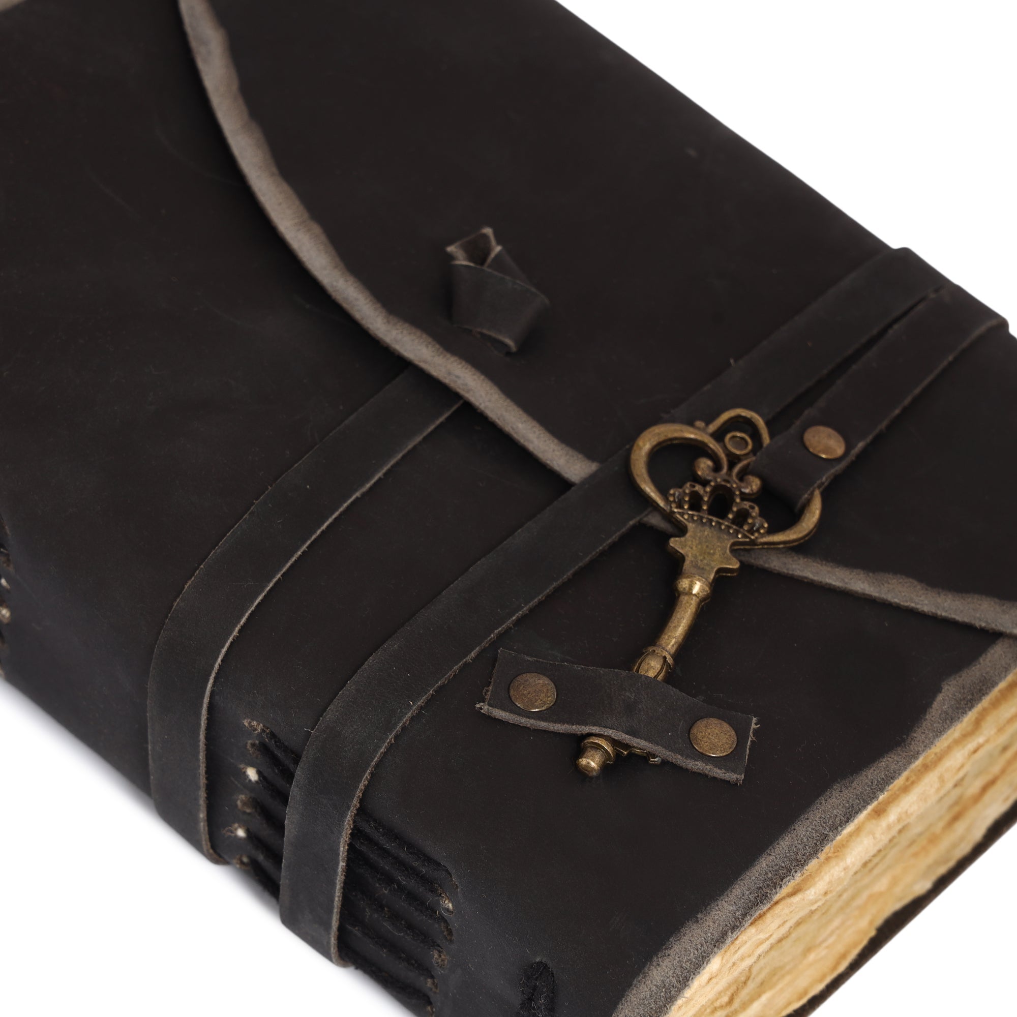 Vintage Leather Bound Grimoire Journal with Key 6*8 Size