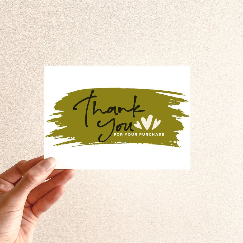 Dark olive business thank you card template