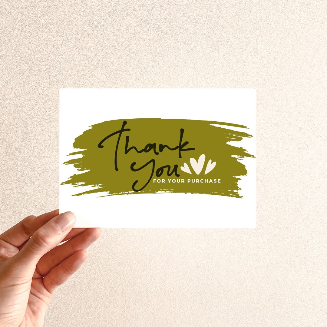 Dark olive business thank you card template
