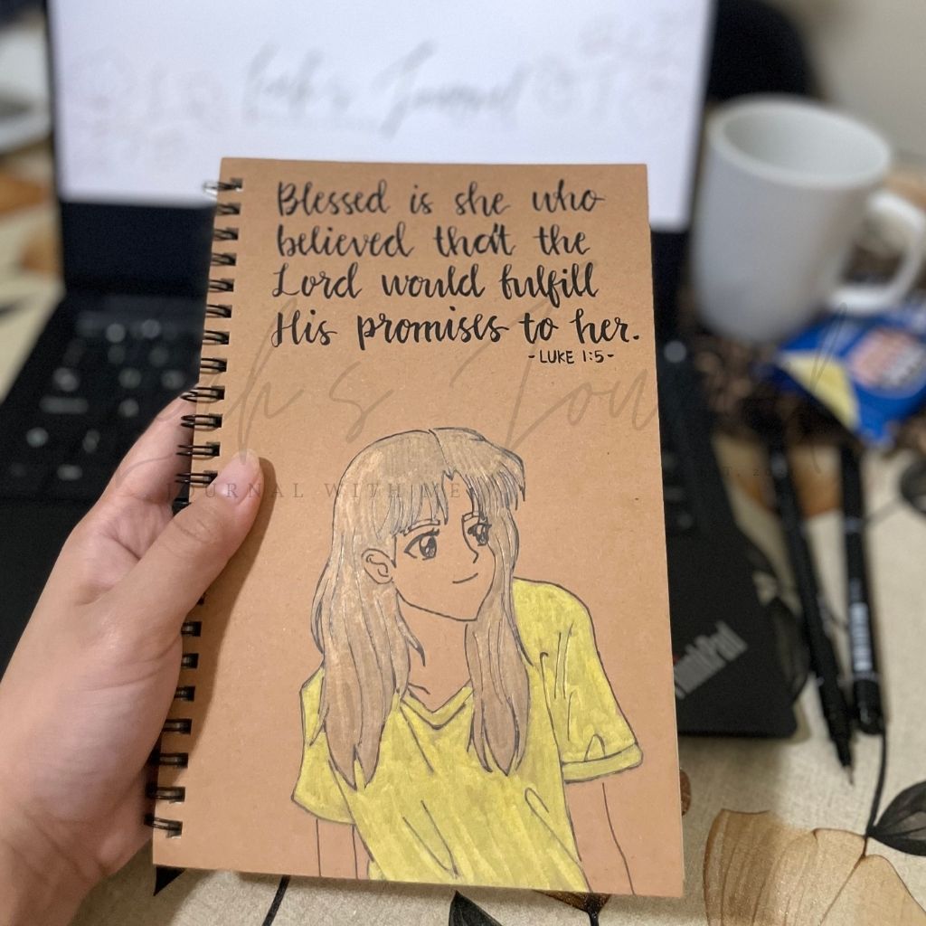 Blessed is She – A5 Kraft Notebook with Hand‑Drawn Scripture Calligraphy (Women’s Journal)