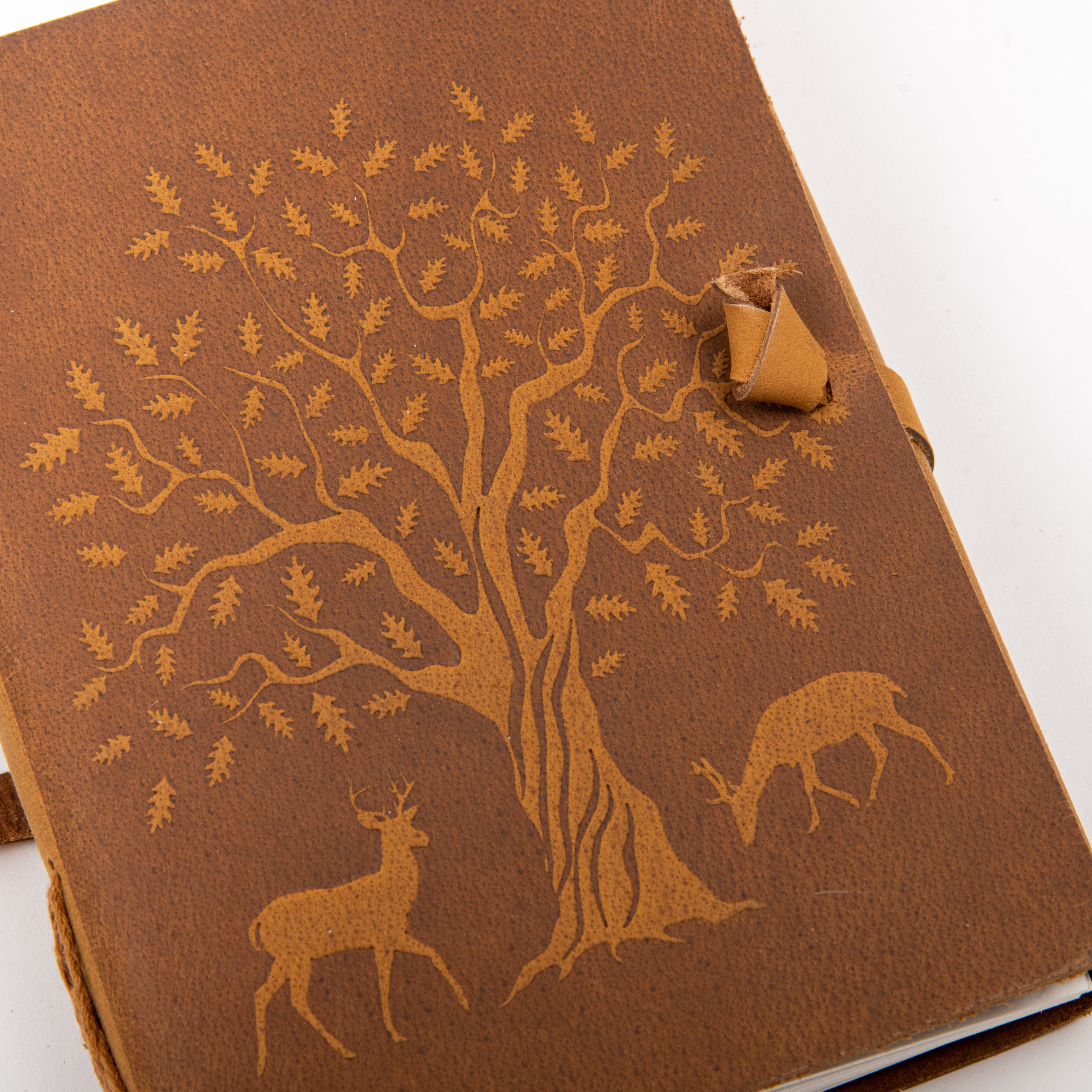 Embossed Leather Journal With Tree with Deer